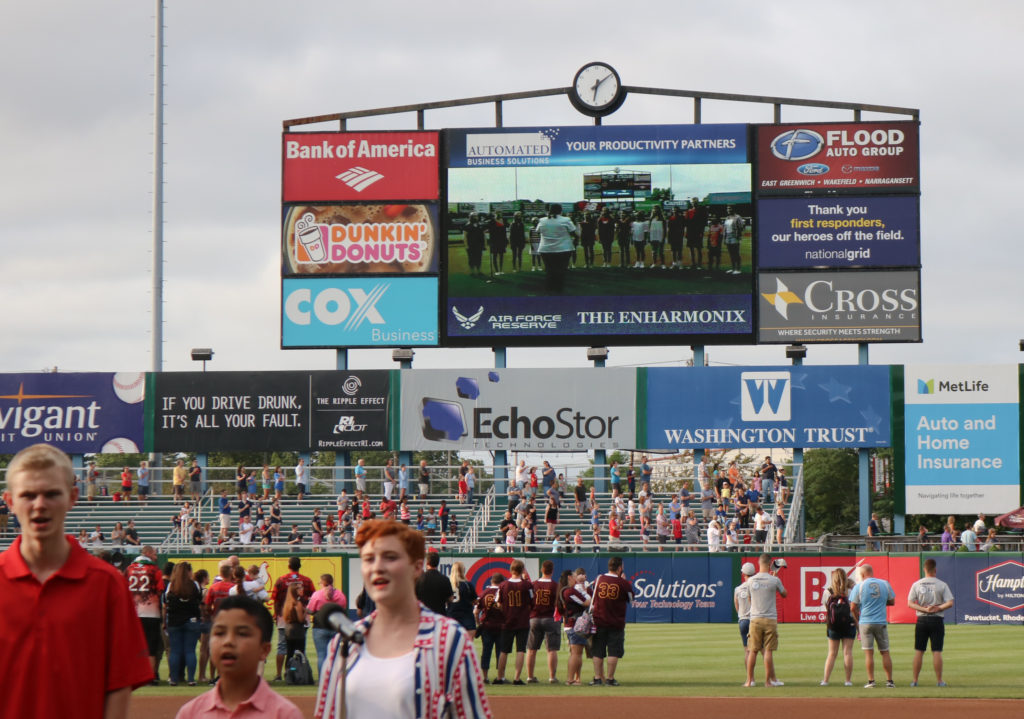 singing at the stadium